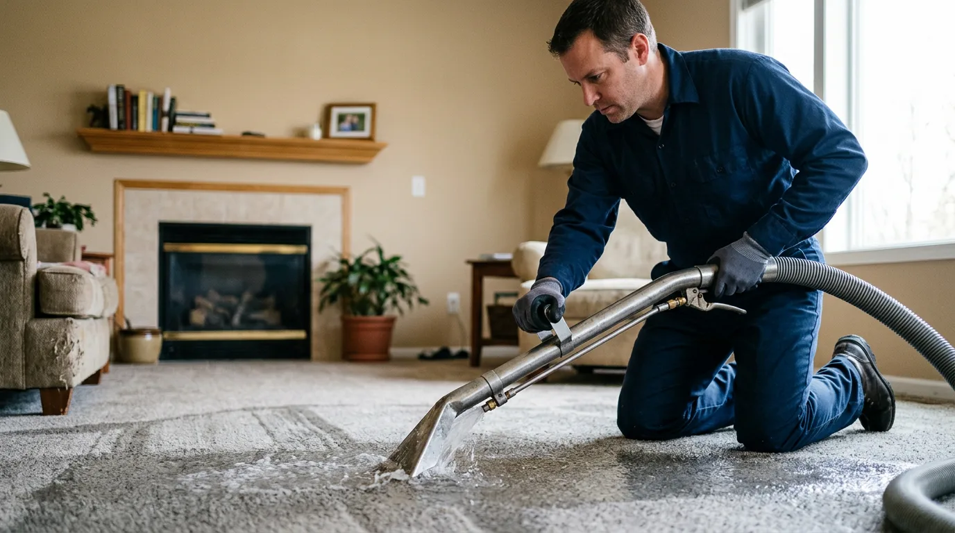 Water damage restoration technician working near East Otis, MA